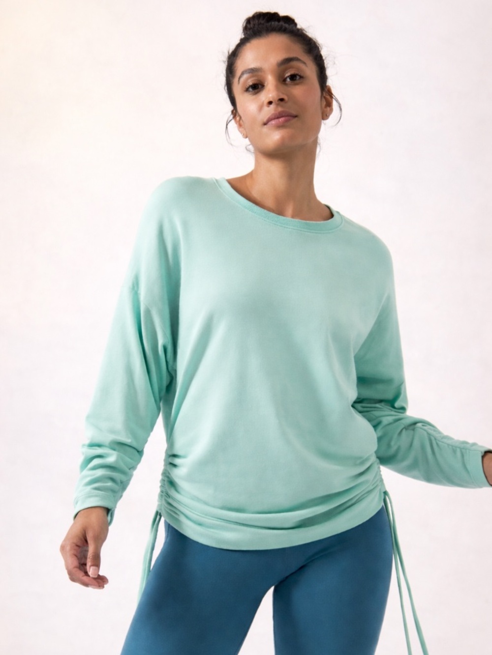 Athleta Reef Green Lombard Ruched Sweatshirt 2X Soft Modal Blend